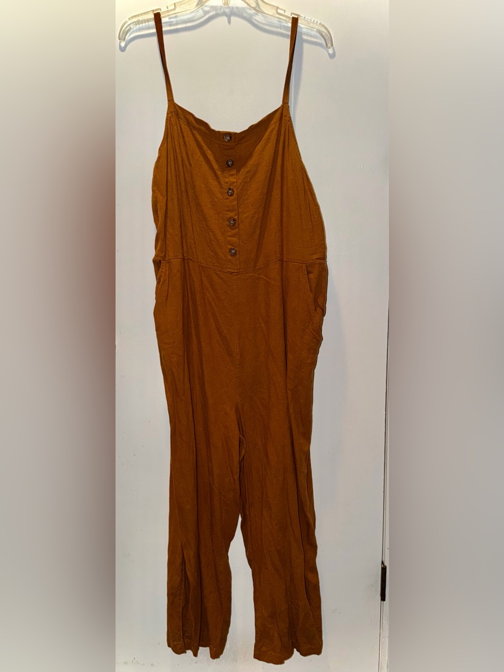 Old Navy Women's Rust Button-Front Wide-Leg Jumpsuit - Picture 2 of 9